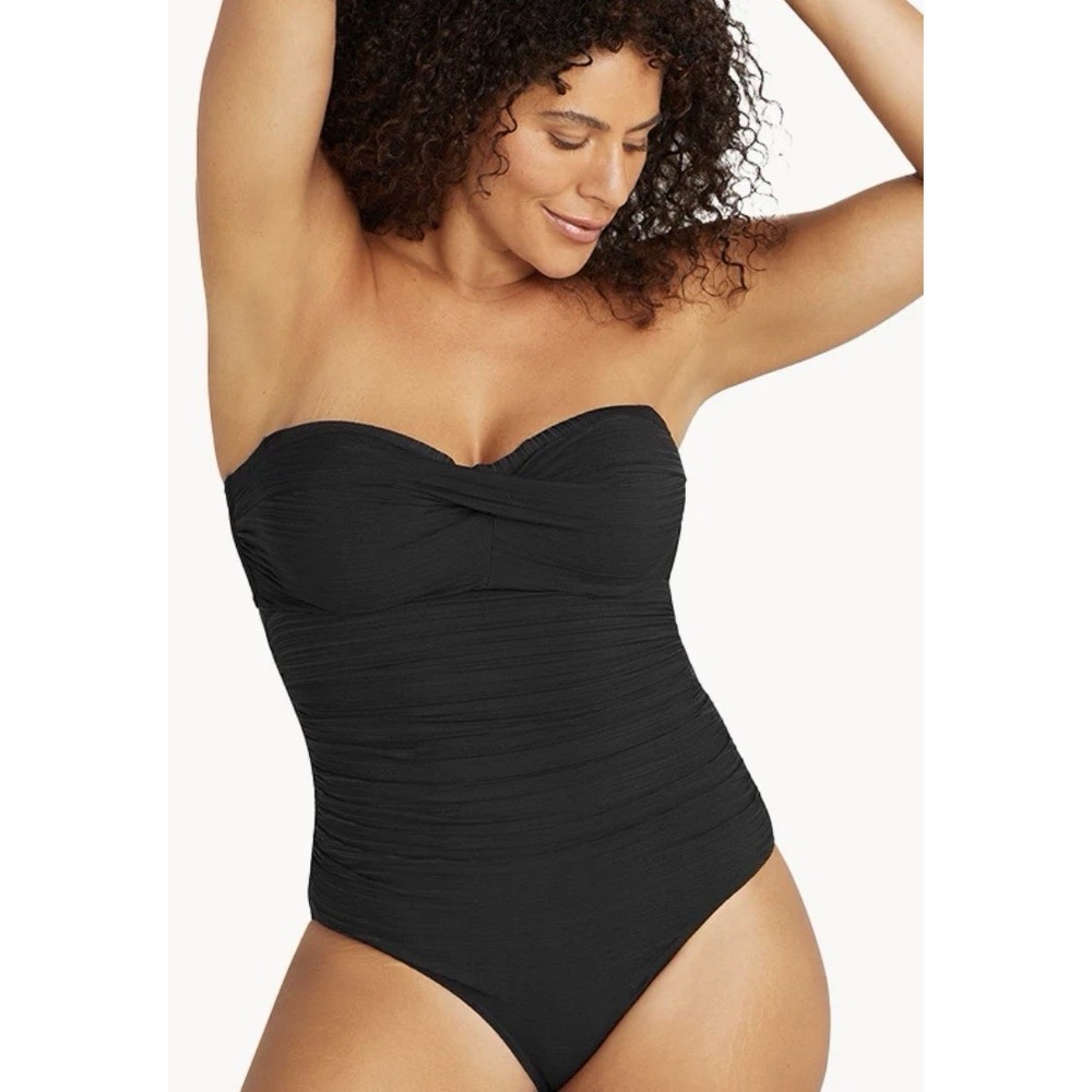 ArteSands Aria Botticelli Underwire Bandeau Size 10 Cup D/DD Swimsuit Black